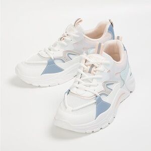 Women's White and Blue Sneakers